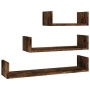 Estantes de pared 3 unidades madera contrachapada roble ahumado de vidaXL, Estantes y estanterías - Ref: Foro24-815261, Preci...