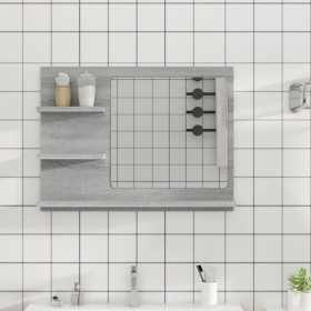 Espejo de baño madera contrachapada gris Sonoma 60x10,5x45 cm de vidaXL, Tocadores de baño - Ref: Foro24-815661, Precio: 42,9...