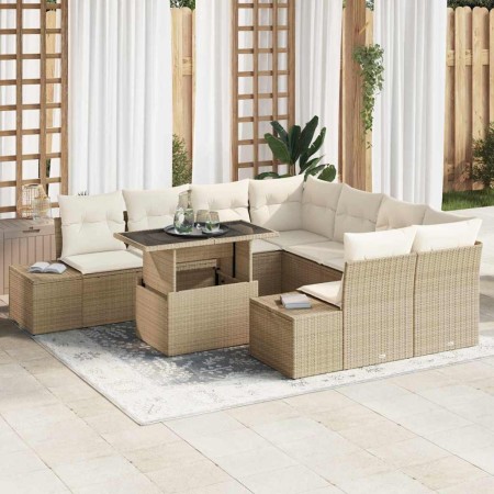 Conjunto de sofá de jardín 9 pcs Beige y Crema ratán sintético en Sofás de exterior | Comprar online en Foru.es