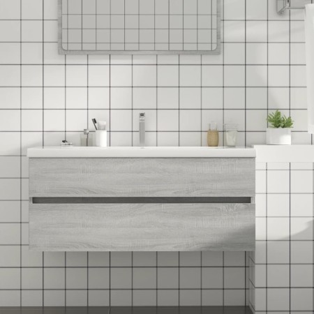 Mueble de lavabo madera de ingeniería gris Sonoma 100x38,5x45cm de vidaXL, Muebles de baño - Ref: Foro24-815658, Precio: 56,8...