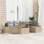 Conjunto de sofá de jardín con cojín 6 pcs Beige Poliratán en Sofás de exterior | Comprar online en Foru.es