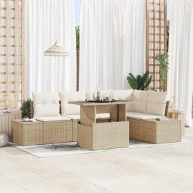 Conjunto de sofá de jardín 6 pcs Beige ratán sintético en Sofás de exterior | Comprar online en Foru.es
