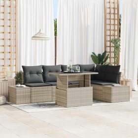 Conjunto de sofá de jardín con cojín 6 pcs Gris claro Poliratán en Sofás de exterior | Comprar online en Foru.es