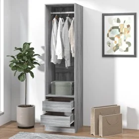 Armario con cajones contrachapado sonoma gris 50x50x200 cm de vidaXL, Armarios roperos - Ref: Foro24-815349, Precio: 157,34 €...