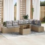Conjunto de sofá de jardín con cojín 7 pcs Beige y Gris Claro en Sofás de exterior | Comprar online en Foru.es