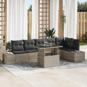 Conjunto de sofá de jardín 7 pcs Gris Claro ratán sintético en Sofás de exterior | Comprar online en Foru.es