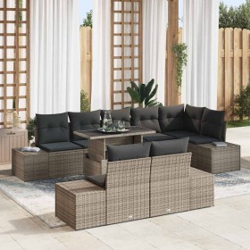 Conjunto de sofá de jardín con cojín 9 pcs Gris ratán sintético en Sofás de exterior | Comprar online en Foru.es