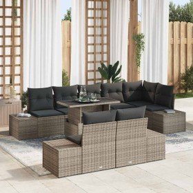 Conjunto de sofá de jardín con cojín 9 pcs Gris ratán sintético en Sofás de exterior | Comprar online en Foru.es