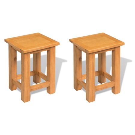 Mesas auxiliares 2 unidades madera maciza de roble 27x24x37 cm en Mesas auxiliares | Comprar online en Foru.es