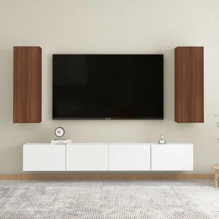 Muebles TV 2 uds madera de ingeniería marrón roble 30,5x30x90cm de vidaXL, Muebles TV - Ref: Foro24-815752, Precio: 83,55 €, ...