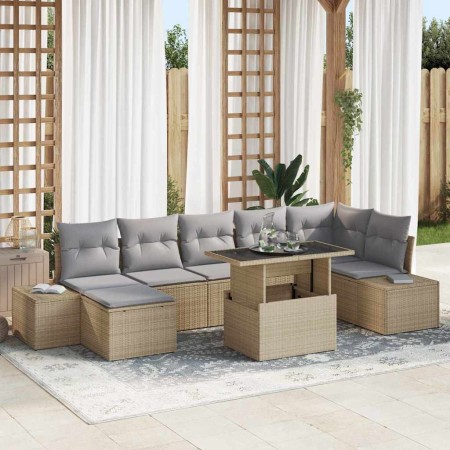 Conjunto de sofá de jardín con cojín 8 pcs beige y gris claro en Sofás de exterior | Comprar online en Foru.es