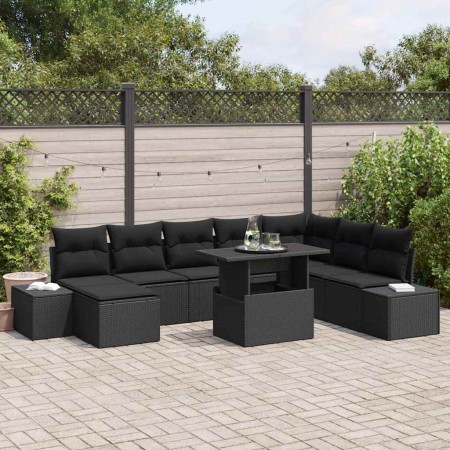 Conjunto de sofá de jardín 9 pcs Negro ratán sintético en Sofás de exterior | Comprar online en Foru.es