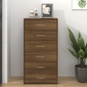 Sideboard with 6 brown oak veneer drawers 50x34x96 cm by vidaXL, Sideboards - Ref: Foro24-815365, Price: 101,42 €, Discount: %