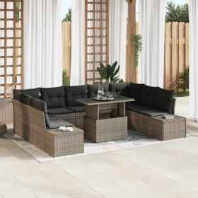 Conjunto de sofá de jardín 10 pcs Gris ratán sintético en Sofás de exterior | Comprar online en Foru.es