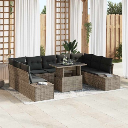 Conjunto de sofá de jardín 10 pcs Gris ratán sintético en Sofás de exterior | Comprar online en Foru.es