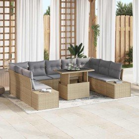 Conjunto de sofá de jardín con cojín 10 pcs beige y gris claro en Sofás de exterior | Comprar online en Foru.es