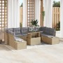 Conjunto de sofá de jardín con cojín 10 pcs beige y gris claro en Sofás de exterior | Comprar online en Foru.es
