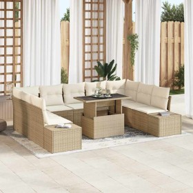 Conjunto de sofá de jardín 10 pcs Beige y Crema ratán sintético en Sofás de exterior | Comprar online en Foru.es
