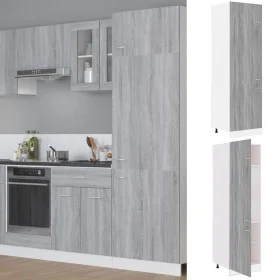 Armario para frigorífico madera gris Sonoma 60x57x207 cm de vidaXL, Armarios de cocina - Ref: Foro24-815601, Precio: 174,31 €...