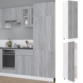Armario para frigorífico madera gris Sonoma 60x57x207 cm de vidaXL, Armarios de cocina - Ref: Foro24-815601, Precio: 176,27 €...