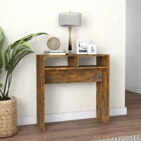 Mesa consola madera contrachapada roble ahumado 78x30x80 cm de vidaXL, Mesas auxiliares - Ref: Foro24-815936, Precio: 34,11 €...