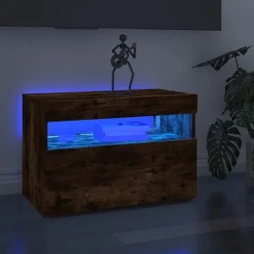 Muebles de TV con luces LED 2 uds roble ahumado 60x35x40 cm de vidaXL, Muebles TV - Ref: Foro24-815679, Precio: 70,77 €, Desc...