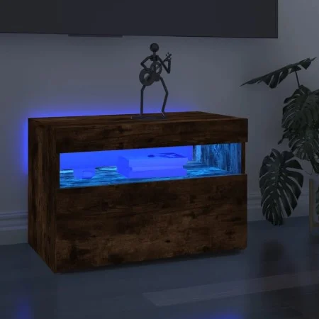 Muebles de TV con luces LED 2 uds roble ahumado 60x35x40 cm de vidaXL, Muebles TV - Ref: Foro24-815679, Precio: 70,77 €, Desc...