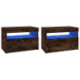 Muebles de TV con luces LED 2 uds roble ahumado 60x35x40 cm de vidaXL, Muebles TV - Ref: Foro24-815679, Precio: 73,04 €, Desc...