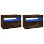 Muebles de TV con luces LED 2 uds roble ahumado 60x35x40 cm de vidaXL, Muebles TV - Ref: Foro24-815679, Precio: 70,77 €, Desc...