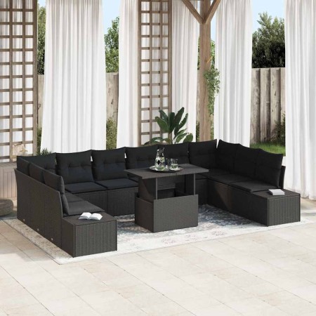 Conjunto de sofá de jardín con cojín Manual 11 pcs Negro en Sofás de exterior | Comprar online en Foru.es