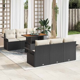 Conjunto de sofá de jardín con cojín 7 pcs Negro y crema en Sofás de exterior | Comprar online en Foru.es
