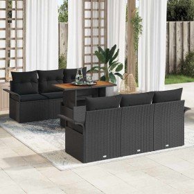 Conjunto de sofá de jardín con cojín 7 pcs Negro en Sofás de exterior | Comprar online en Foru.es