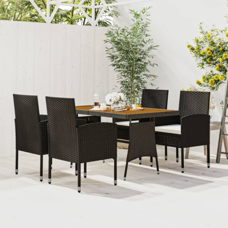 Juego de comedor de jardín 5 piezas ratán sintético negro de vidaXL, Conjuntos de jardín - Ref: Foro24-3120098, Precio: 342,0...
