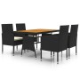 Juego de comedor de jardín 5 piezas ratán sintético negro de vidaXL, Conjuntos de jardín - Ref: Foro24-3120098, Precio: 342,0...