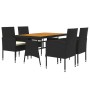 Juego de comedor de jardín 5 piezas ratán sintético negro de vidaXL, Conjuntos de jardín - Ref: Foro24-3120098, Precio: 342,0...