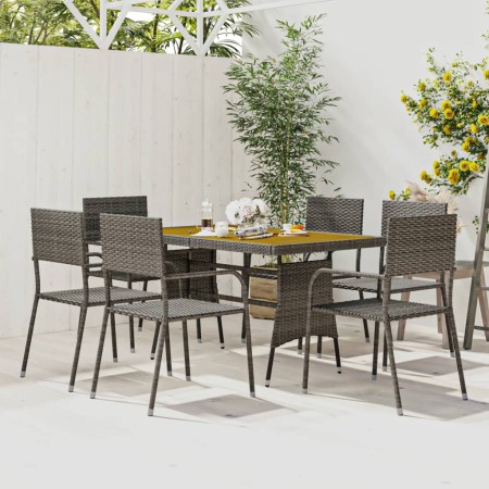 Juego de comedor de jardín 7 piezas ratán sintético gris de vidaXL, Conjuntos de jardín - Ref: Foro24-3120103, Precio: 372,92...