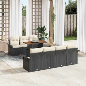 Conjunto de sofá de jardín con cojín 8 pcs Negro y crema en Sofás de exterior | Comprar online en Foru.es