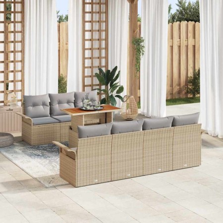 Conjunto de sofá de jardín con cojín 8 pcs beige y gris claro en Sofás de exterior | Comprar online en Foru.es