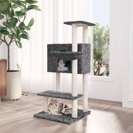 Rascador para gatos con postes de sisal gris oscuro 108,5 cm de vidaXL, Mobiliario para gatos - Ref: Foro24-171599, Precio: 4...