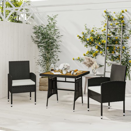 Juego de comedor de jardín 3 pzas ratán sintético negro de vidaXL, Conjuntos de jardín - Ref: Foro24-3120088, Precio: 190,24 ...