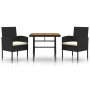 Juego de comedor de jardín 3 pzas ratán sintético negro de vidaXL, Conjuntos de jardín - Ref: Foro24-3120088, Precio: 190,24 ...