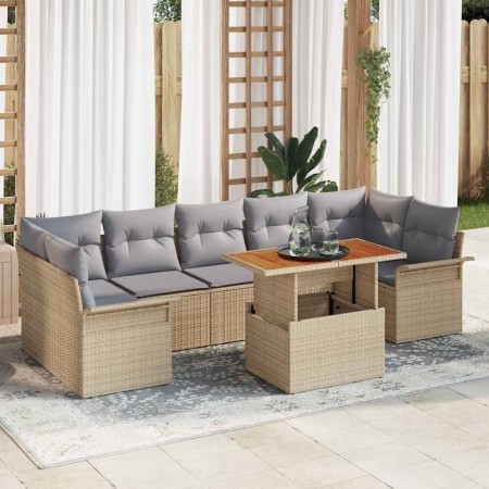 Conjunto de sofá de jardín con cojín 8 pcs beige y gris claro en Sofás de exterior | Comprar online en Foru.es