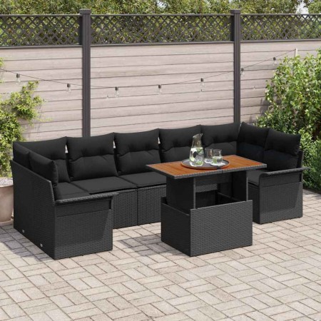 Conjunto de sofá de jardín con cojín 8 pcs Negro en Sofás de exterior | Comprar online en Foru.es
