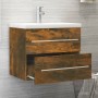 Mueble de baño con lavabo madera contrachapada roble ahumado de vidaXL, Tocadores de baño - Ref: Foro24-3120179, Precio: 155,...