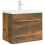 Mueble de baño con lavabo madera contrachapada roble ahumado de vidaXL, Tocadores de baño - Ref: Foro24-3120179, Precio: 153,...
