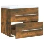 Mueble de baño con lavabo madera contrachapada roble ahumado de vidaXL, Tocadores de baño - Ref: Foro24-3120179, Precio: 153,...