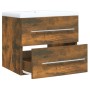 Mueble de baño con lavabo madera contrachapada roble ahumado de vidaXL, Tocadores de baño - Ref: Foro24-3120179, Precio: 155,...