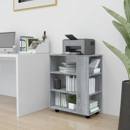 Armario con ruedas madera contrachapada gris Sonoma 60x35x75 cm de vidaXL, Taquillas y armarios de almacenamiento - Ref: Foro...