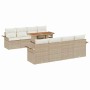 Conjunto de sofá de jardín con cojín 7 pcs beige y crema en Sofás de exterior | Comprar online en Foru.es