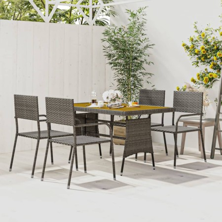 Juego de comedor de jardín 5 piezas ratán sintético gris de vidaXL, Conjuntos de jardín - Ref: Foro24-3120102, Precio: 275,64...